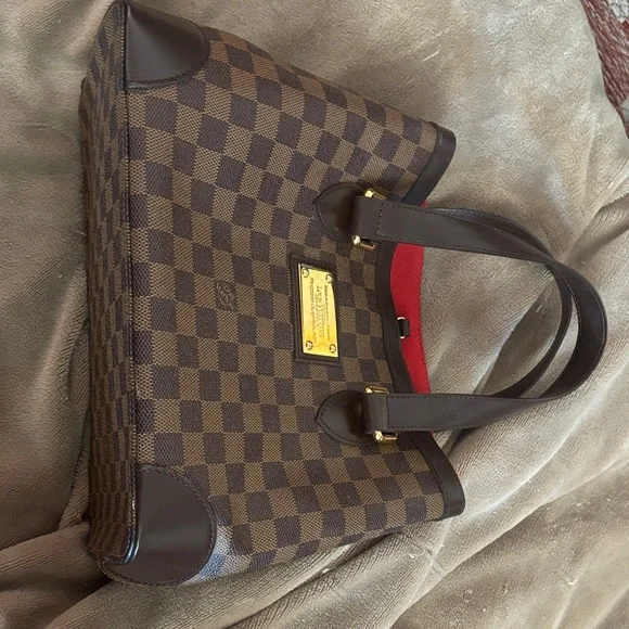 Louis Vuitton Brown Damier Ebene Tote with Red Interior - Picture 1 of 16